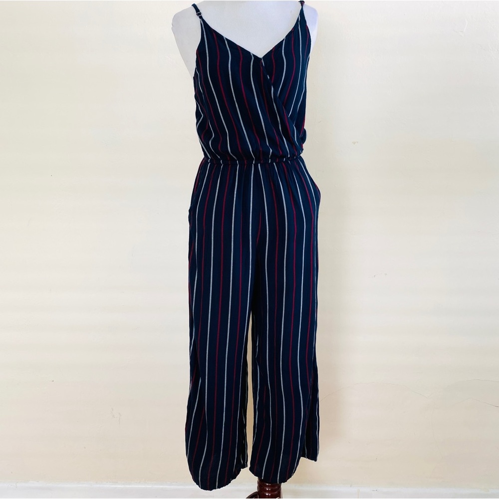 HOLLISTER JUMPSUIT NAVY BLUE SMALL STRIPE JUMPER SUMMER CASUAL 4th of JULY